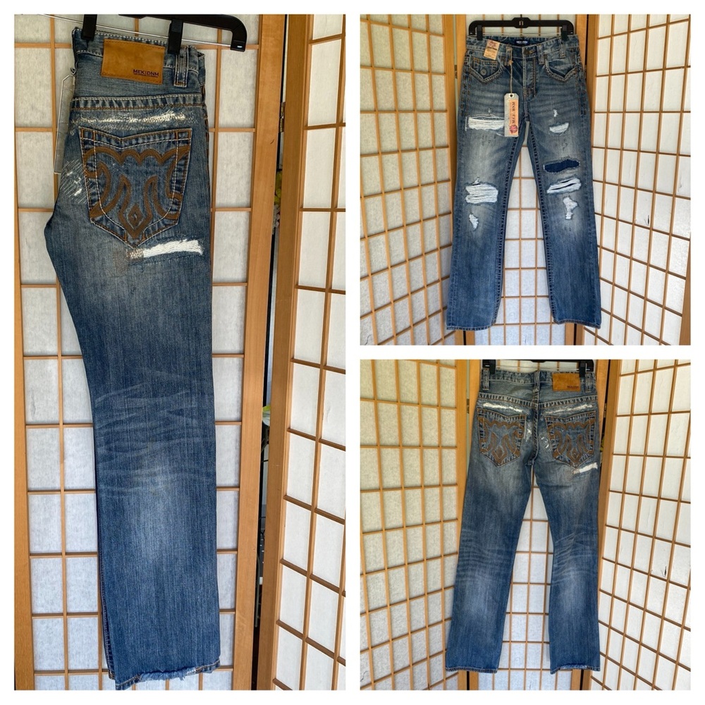 MEK DNM Distressed Oaxaca Straight Denim Jean Mens 29x34 NWT